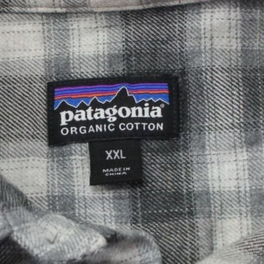 Patagonia Mens Organic Cotton Plaid Button-Up Shirt XXL Black & White - Picture 2 of 9